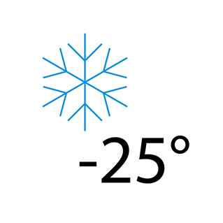 Funcionamento garantido até -25 °C